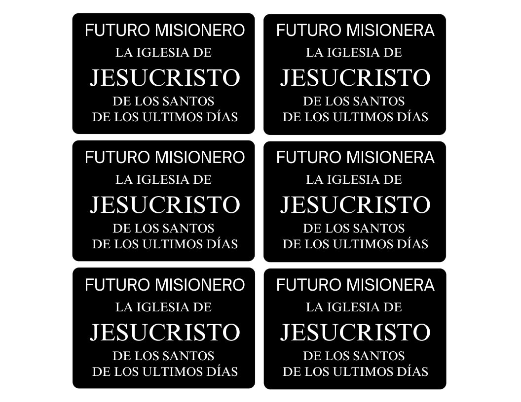 Printable LDS Missionary Name Tags En Español - PDF for DIY Printing ...