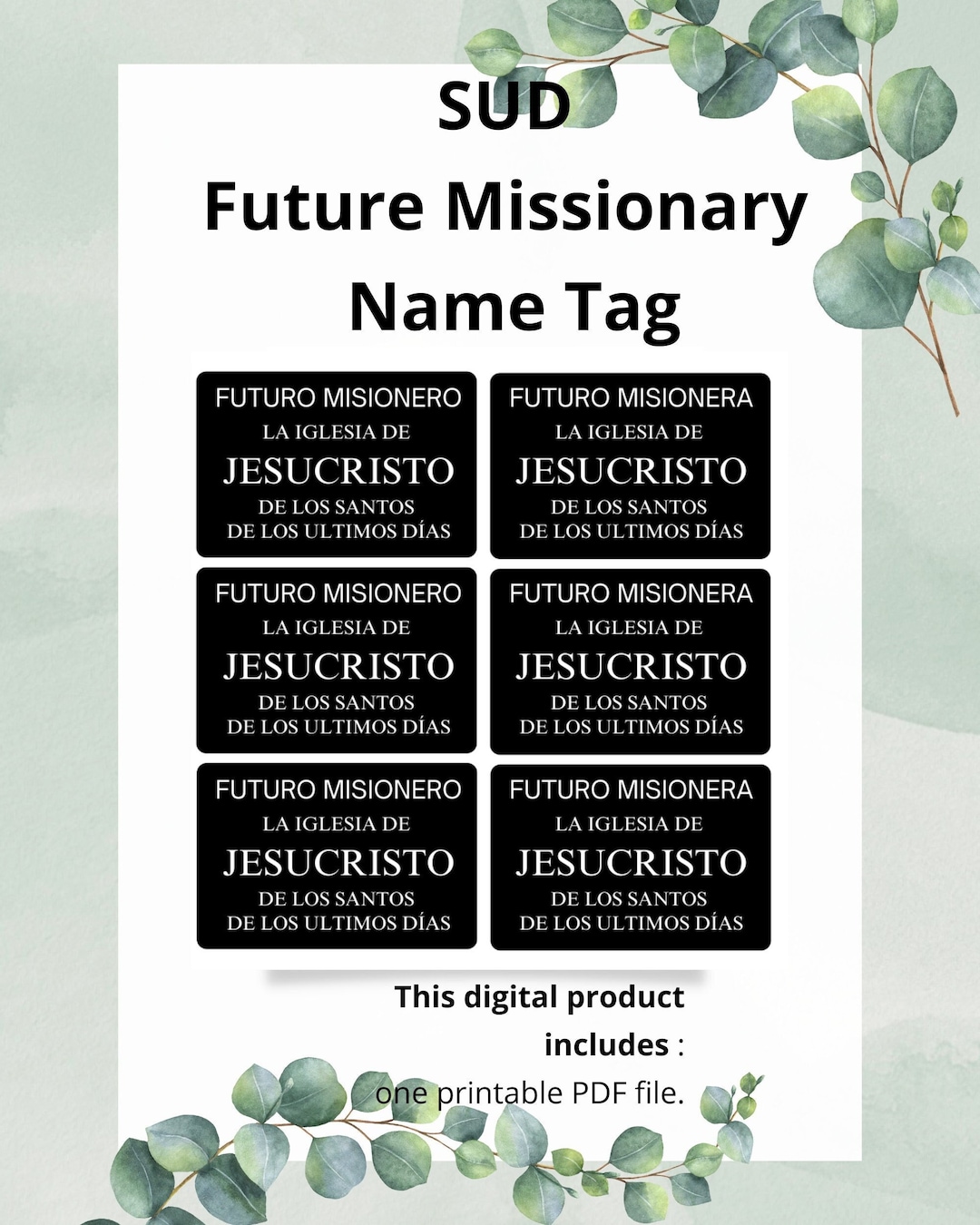 Printable LDS Missionary Name Tags En Español - PDF for DIY Printing ...