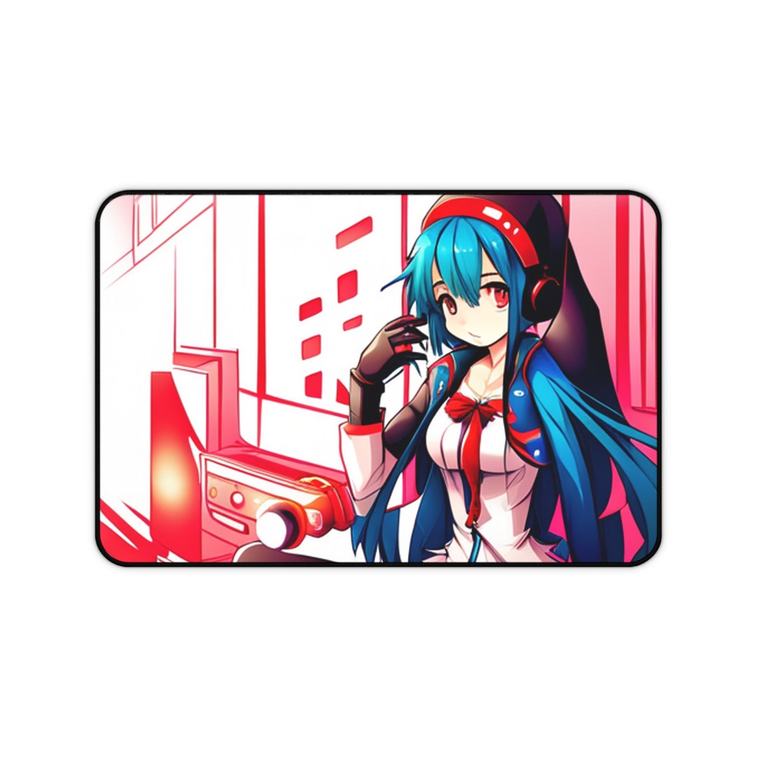 Anime Gamer Girl Desk Mat AI Designed Mouse Pad Etsy