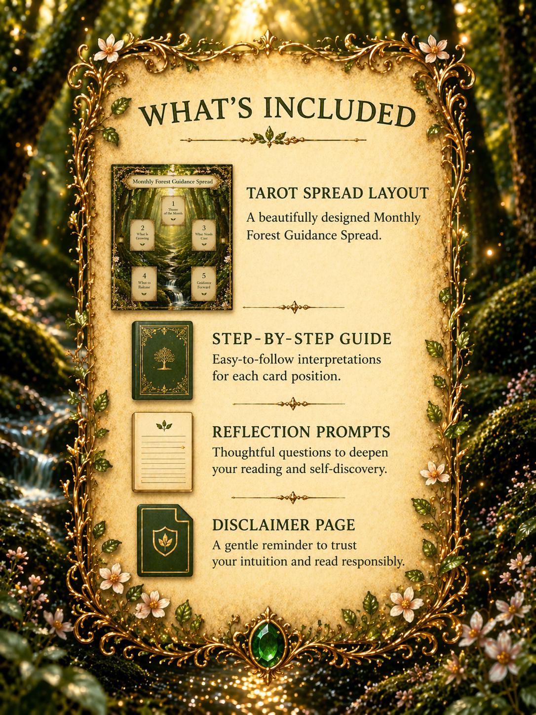 Tarot Spread Printable, Monthly Tarot Guide PDF, Forest Path Reading ...