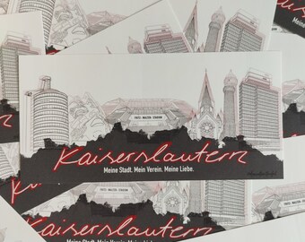 100x Kaiserslautern Sticker/ Aufkleber Skyline/ Ultras/ Betze/ Westkurve/ Fußball Fanartikel/ 148x72mm