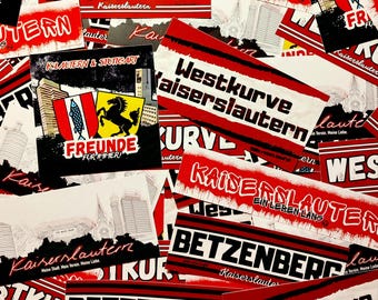 300x Kaiserslautern Sticker/ Aufkleber Mix/ Skyline, Westkurve, Betzenberg, Kaiserslautern/ Fußball Fanartikel/ wetterfest