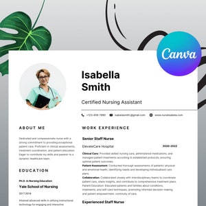 Nurse Resume Template for Canva Registered Nurse Resume Medical Resume Nursing Resume Nurse Resume RN Resume New Grad Nurse Resume Template