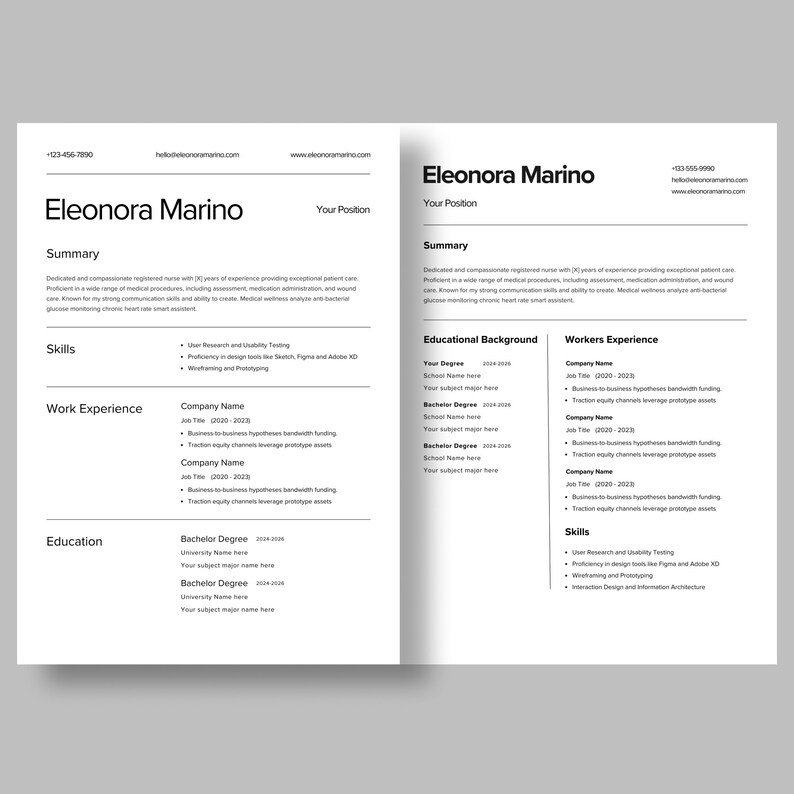 ATS Friendly Resume Template for Canva Resume and Cover Letter Template ...