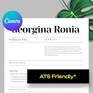 Nurse ATS Friendly Resume Template for Canva Resume and Cover Letter Template Cv ATS Resume Template Professional ATS Cv Cover Letter