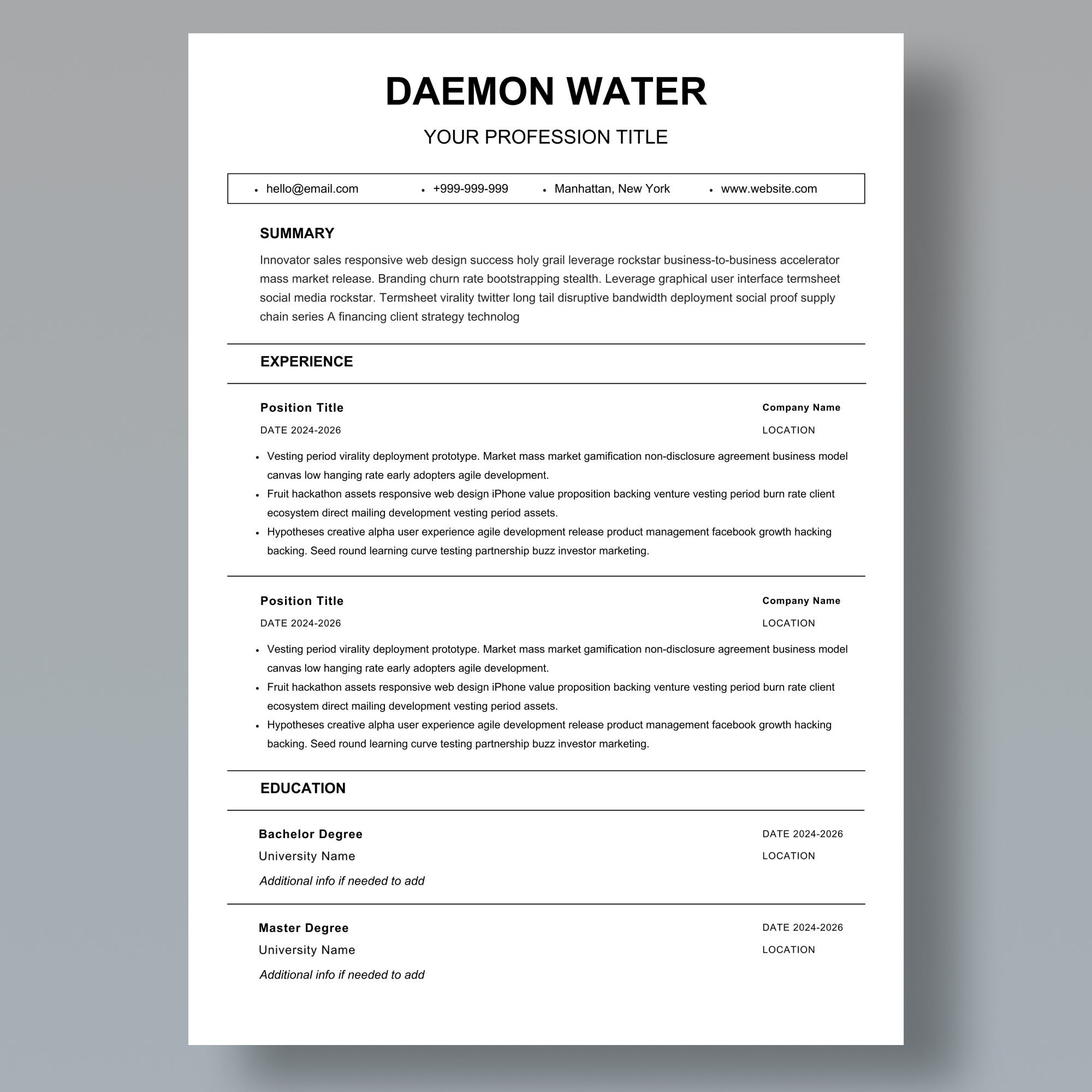 ATS Friendly Resume Template for Canva Resume and Cover Letter Template