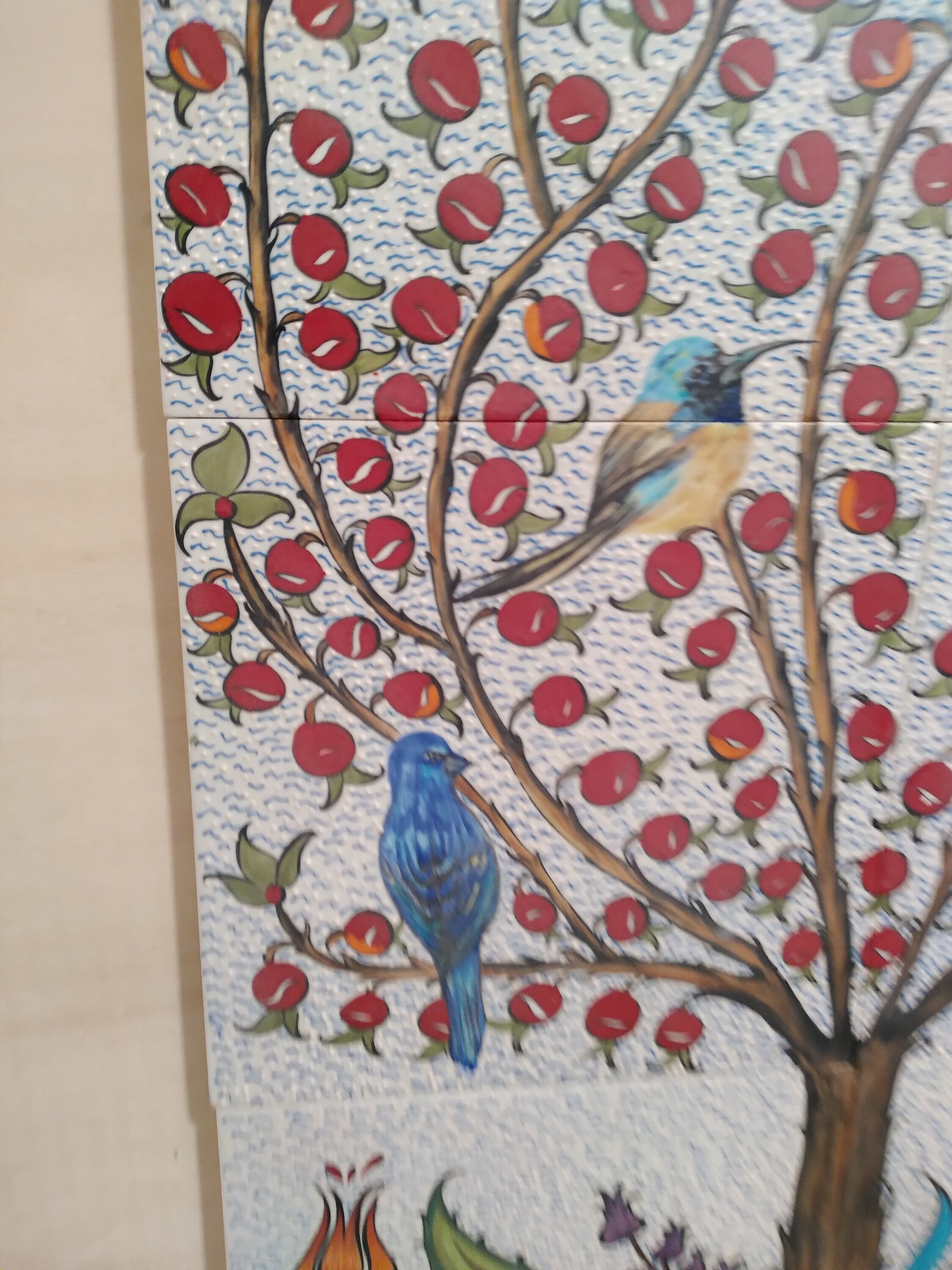 Nathalies Metal World,Ceramic Tiles Board,Art & Collectibles,Multi color Turkish ceramic tile,Wall decor ,Old style tiles 125x50cm ,floral