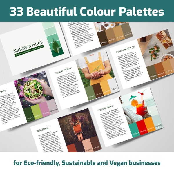 Colour Palettes for Sustainable Eco-friendly and Vegan Businesses | Green Branding Colour Collection | Colours that Represent Sustainability