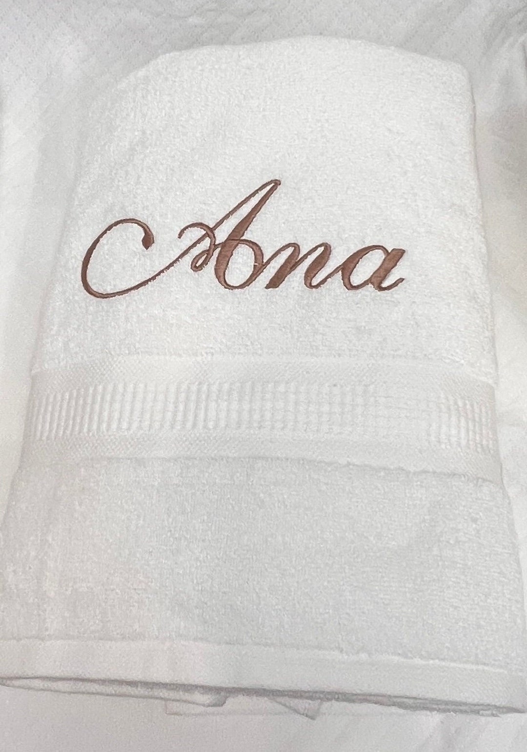 Custom Embroidered Cotton Hand Towel - Premium Quality, Choose Your Text & Font (Navy)