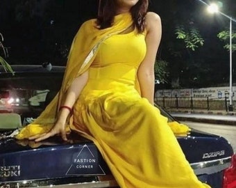 Yellow Silk Punjabi Suit: Handmade Patiala Salwar Kameez Indian Dress