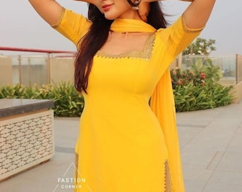 Stylish Pink Faux Georgette Punjabi Patiala Wear Salwar Suit Collection With Pink Faux Georgette