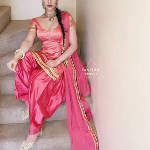 Pink Punjabi Patiala Suit Patiala Shalwar Suit Salwar Kameez Dupatta Suit Custom stitched Indian Dresses for girls women USA UK