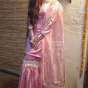 Sharara Kameez Traje indio Mujeres paquistaníes Kurta Diseñador Kurti Dupatta Bollywood Wear Party Gharara y Sharara Vestido de novia con pendiente