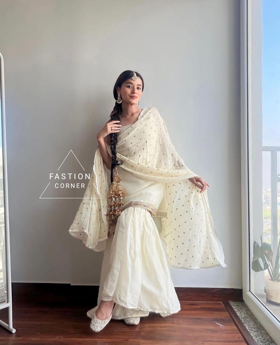 Simple White Sharara Dress SRS29319 White And