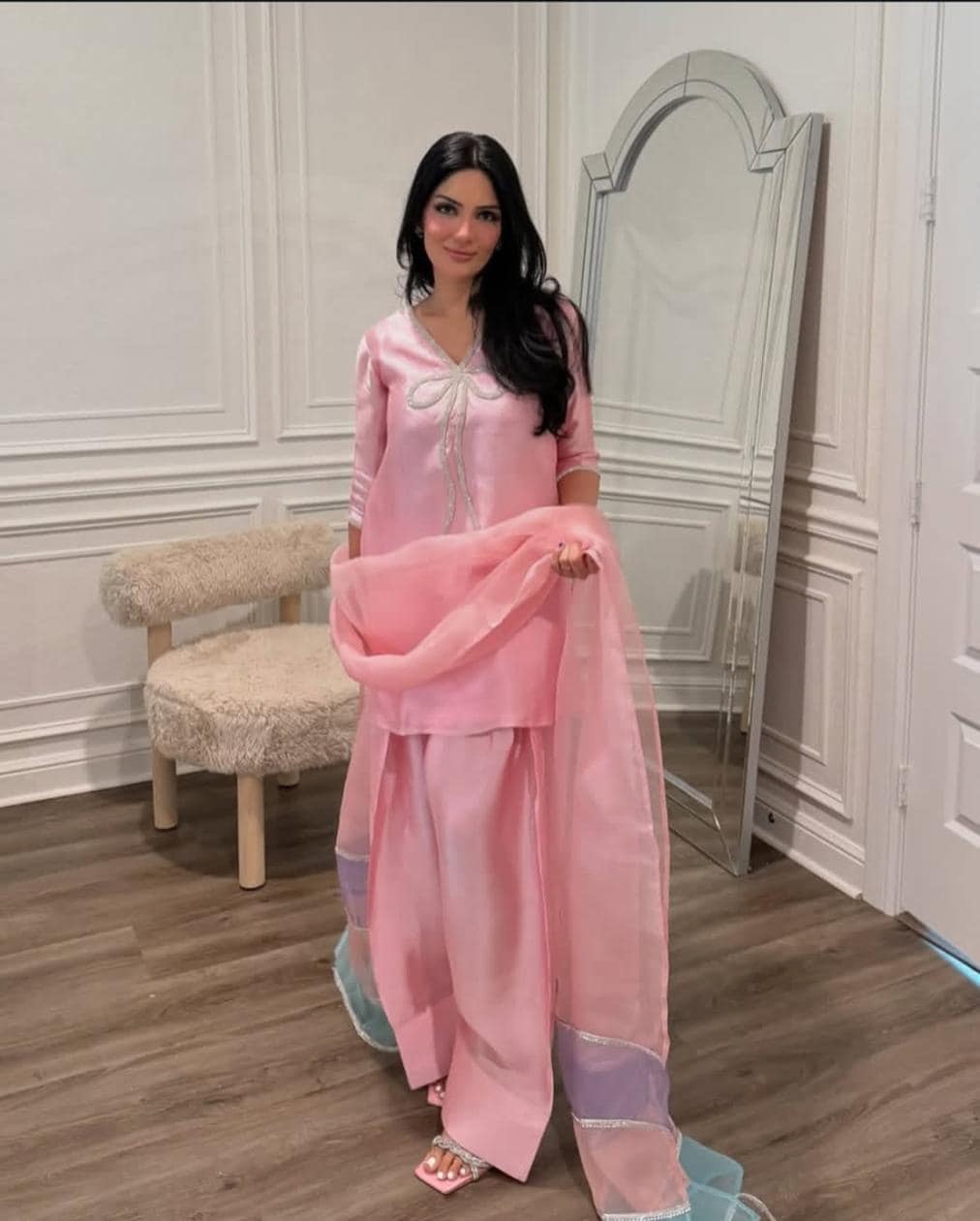 デザイナーパキスタンファルシピンク Shalwar Kmaeez パンジャブ