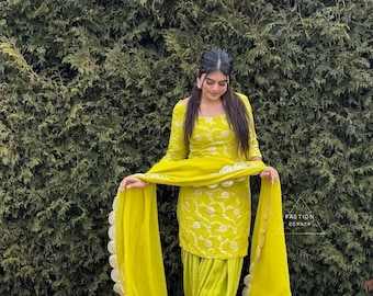 Brocade Silk Salwar Kameez Suit: Punjabi Patiala, Custom Stitched