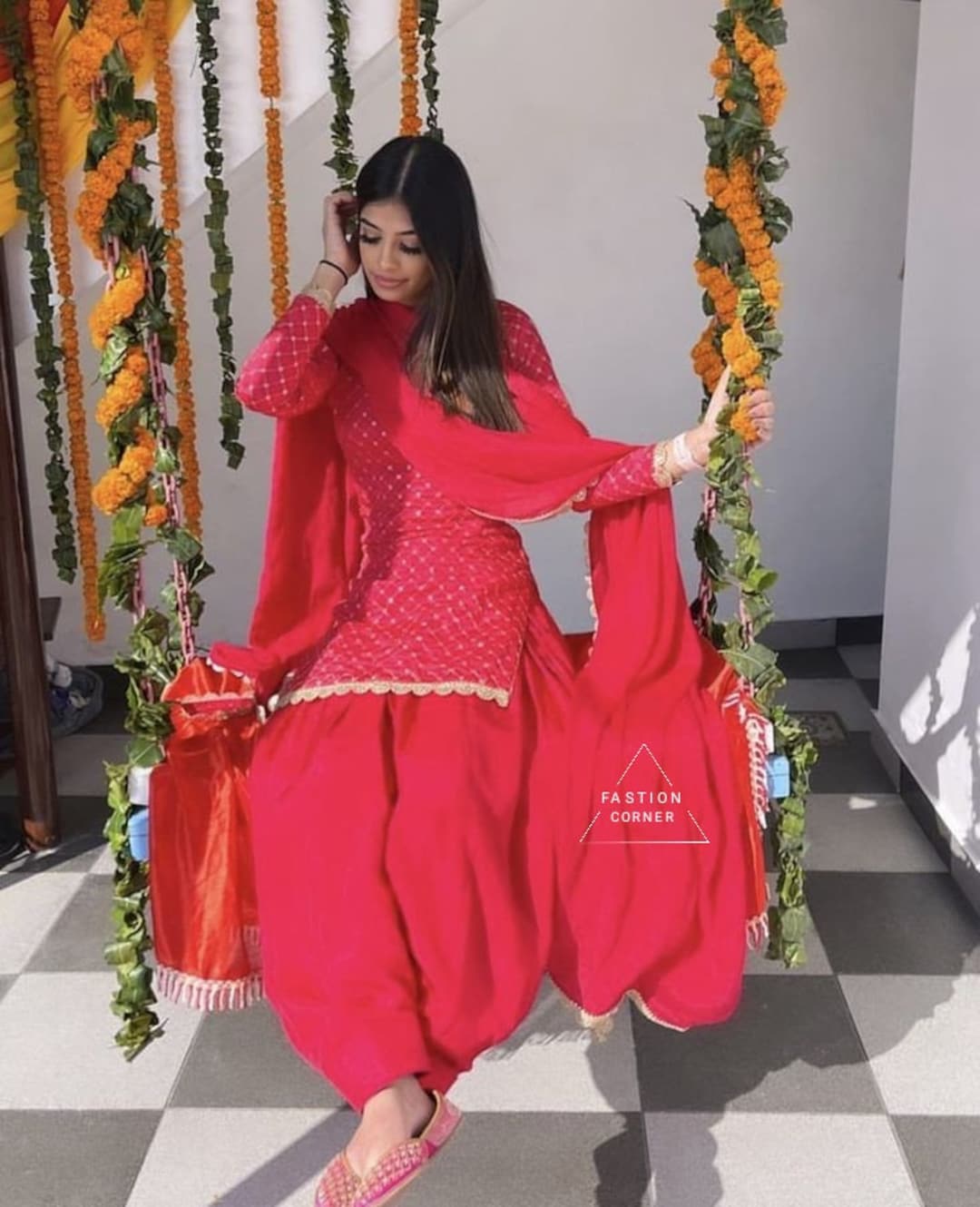 red punjabi dress for women Red Patiala Salwar Kameez Traditional Punjabi Suit for Women Handmade  Wedding Party Outfit