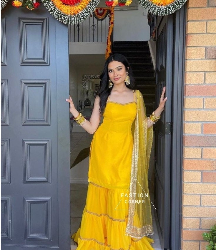 Yellow Indian Kurti Etsy Canada