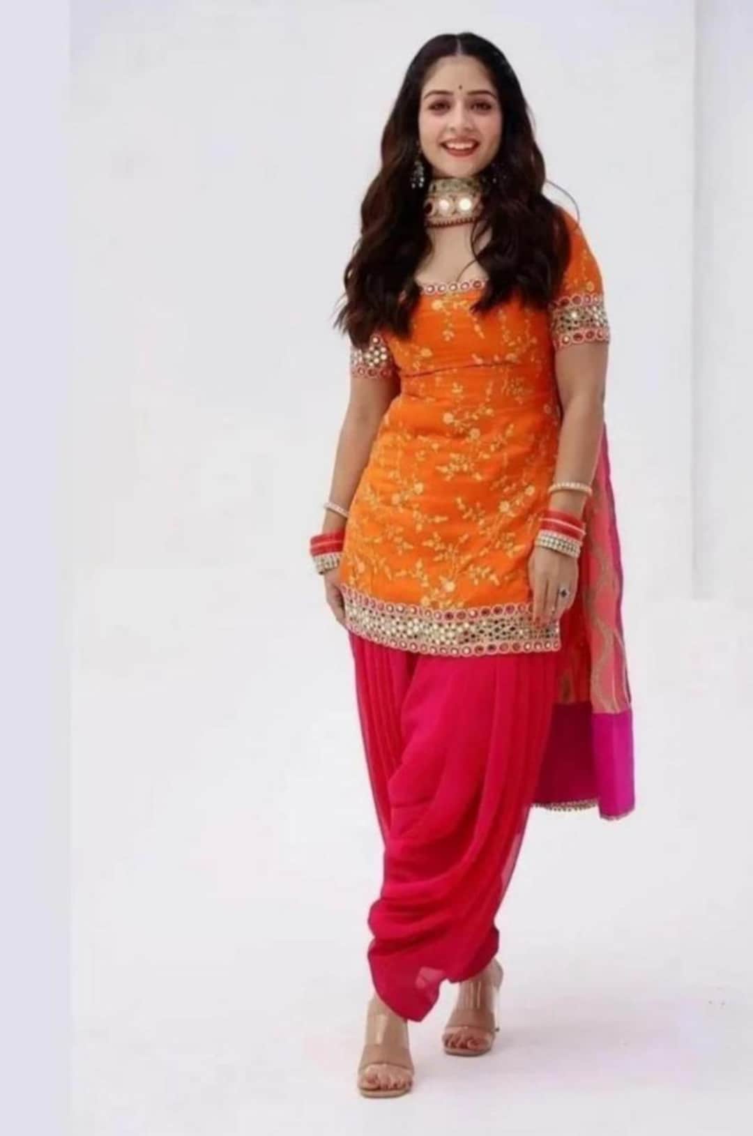 orange punjabi dress Paulmi & Harsh | Burnt Orange Anarkali Set