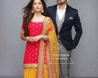 Pink Punjabi Salwar Kameez: Custom Indian Dress with Lace Dupatta