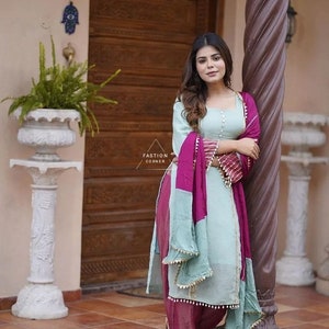 Salwar Kameez Punjabi Suit Simple Patiala Shalwar kameez indian Kurta Dupatta Custom Stitched for Girls and Women