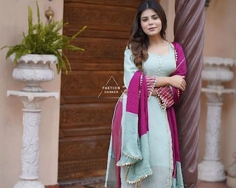 Embroidered Georgette Salwar Kameez: Punjabi Patiala Suit