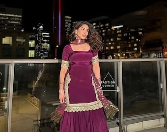 Custom Made Punjabi Patiala Sharara Kameez Suit with Dupatta