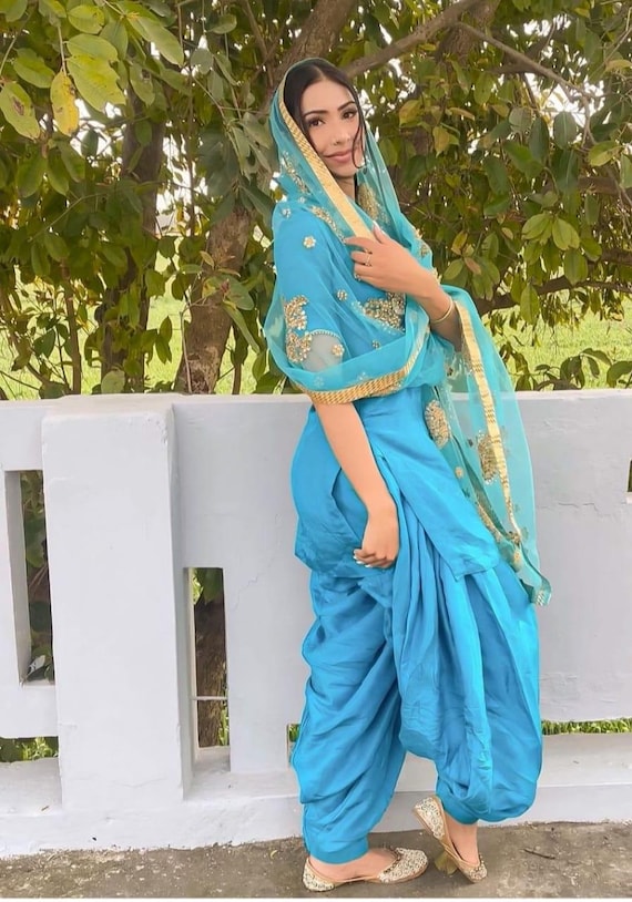 Patiala Salwar Cotton Dhoti Pants For Ladies Handmade Crepe Shalwar Kameez Suit: Punjabi Patiala, Net Dupatta Patiala Salwar Cotton Dhoti Pants For Ladies Handmade Crepe Shalwar Kameez Suit: Punjabi Patiala, Net Dupatta