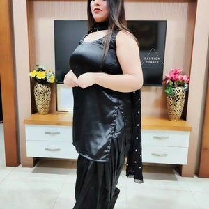 Black Pure Silk Punjabi Patiala Suit Salwar Custom Made Suit For Womens and Girls Readymade Party Wear Indian Ethnic Designer Wedding Wear