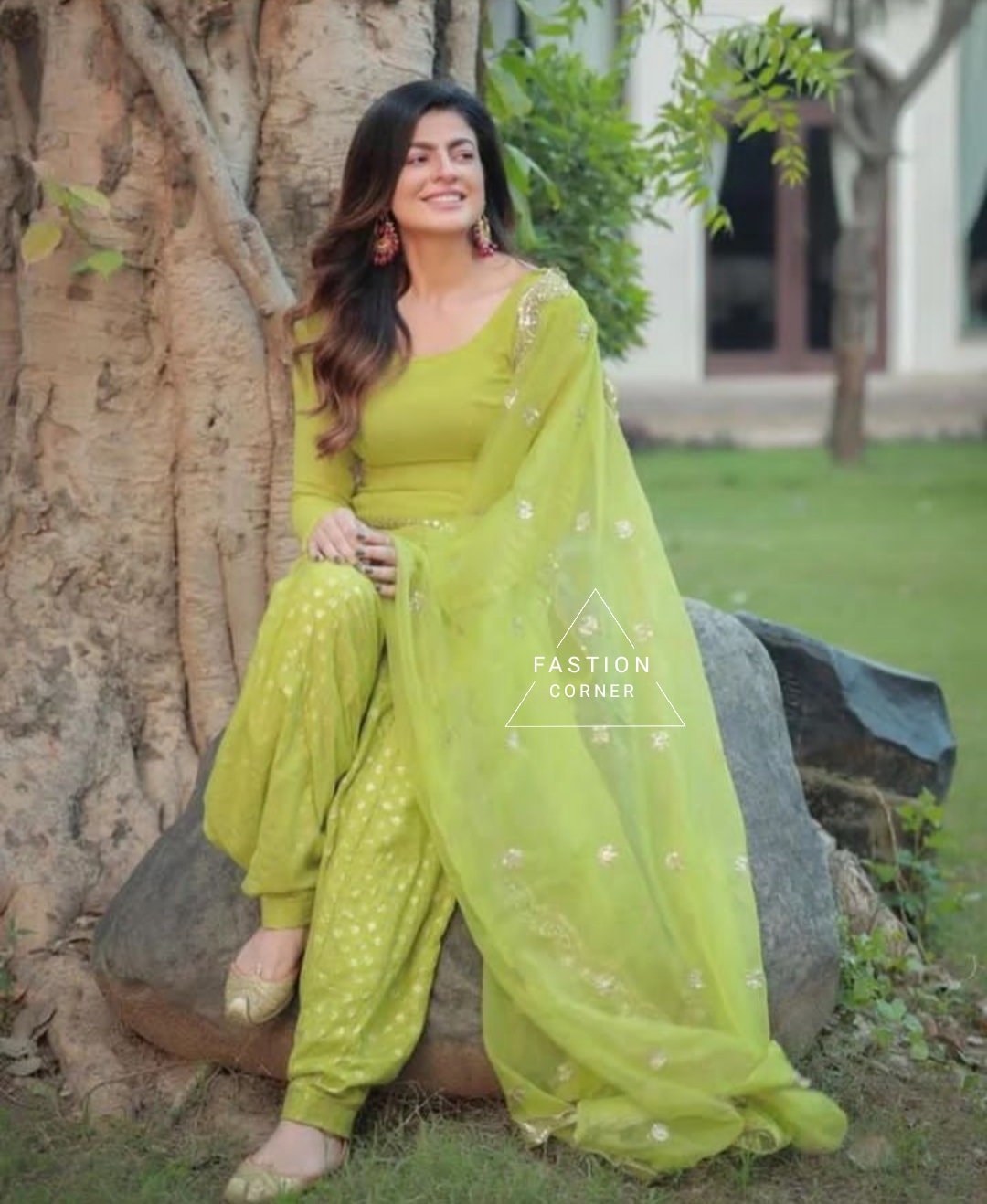 green emerald velvet dress Buy Punjabi Suit USA main image 1