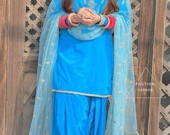 Sky Blue Salwar Kameez Suit Punjabi Patiala Soft Silk Handmade Kurta Dupatta Custom Stitched for Girls and Women Etsy Hong Kong
