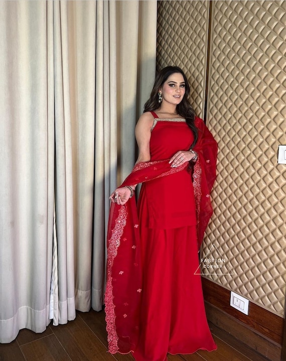 超美品☆インド民族衣装 サリー3点セット シフォンジョーゼット インド