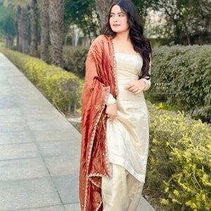 Georgette Salwar Kameez Suit: Punjabi Patiala Style Wedding Party Wear