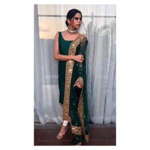 Custom Made Punjabi Pajami Suit Kurti Shalwar Punjabi Patiala Suit Custom Made Suit For Women's And Girls Banarsi Net Dupatta Lace Work Suit