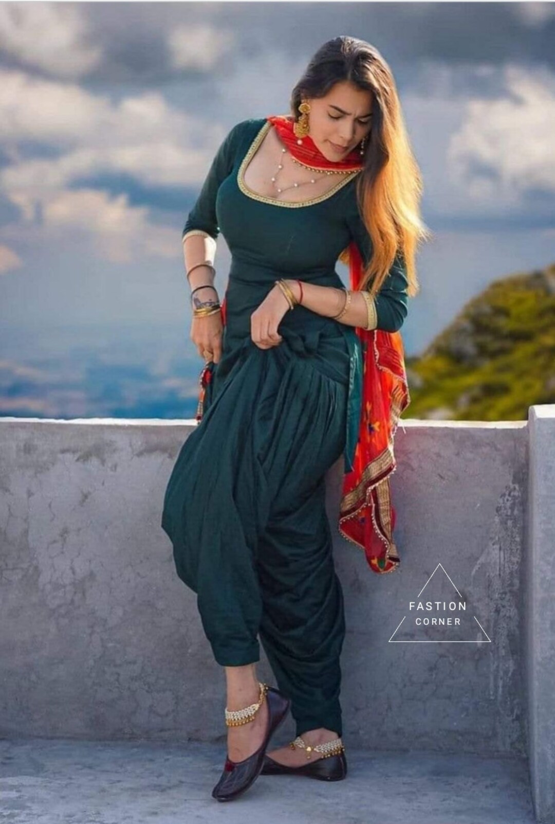 punjabi lady dress punjabi dress 3pc Traditional Black Punjabi Dress with Colorful Tassels DRESSIFY SHOPS