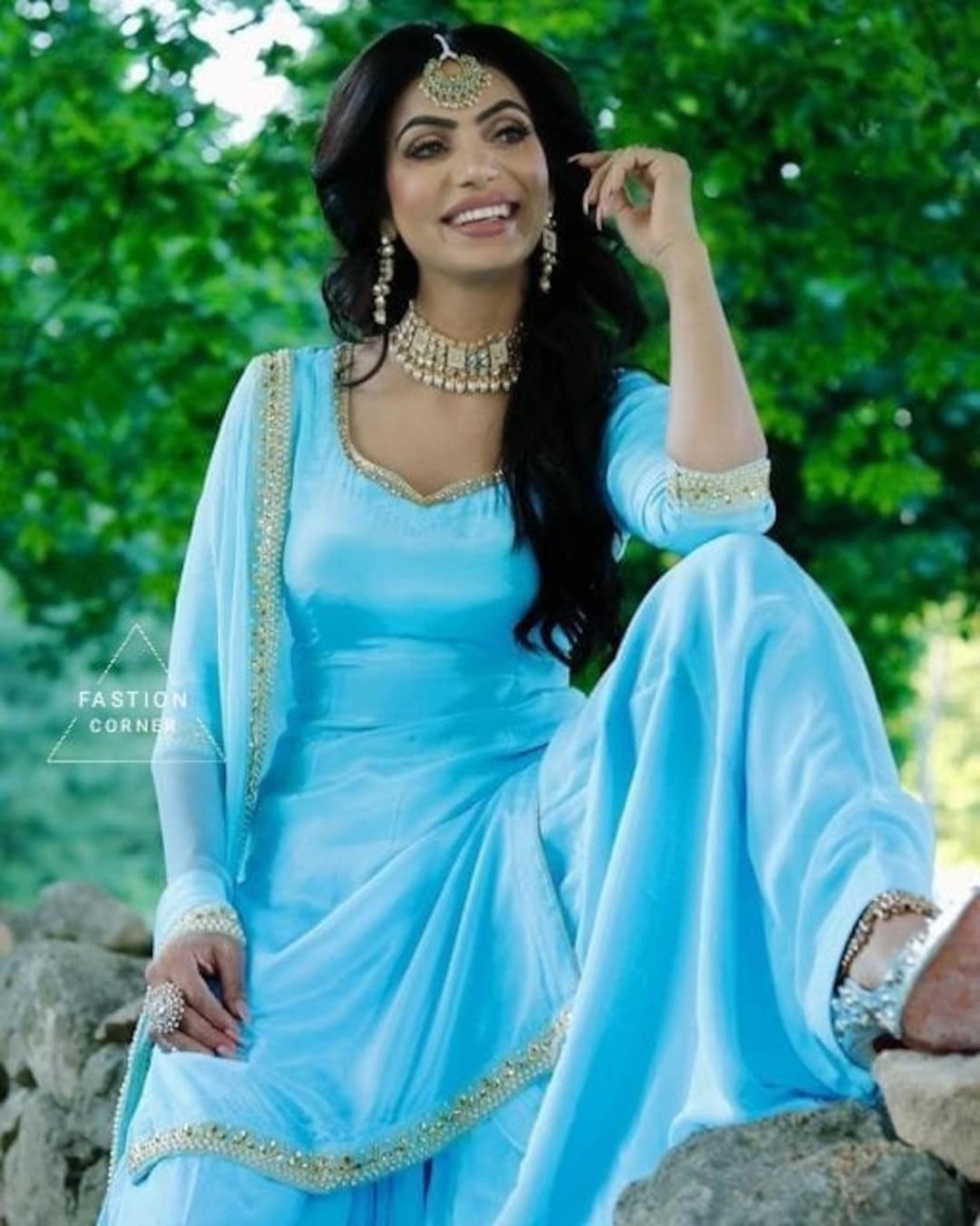 44” 2XL Indian Ladies Outfit Green Salwar Kameez Suit SS7 main image 1