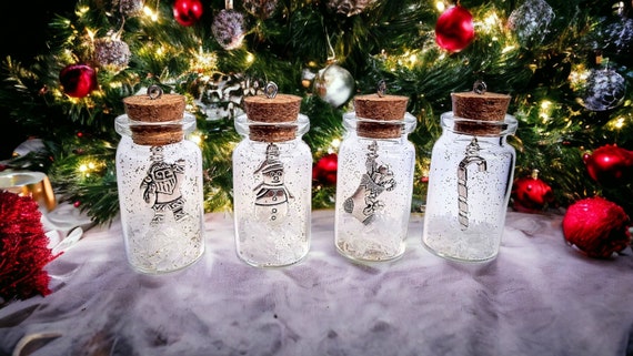 Cork Jar Decoration Christmas Light Decoration 3 Piece Jar Tree Xmas Jingle Ornament Cool Different Best Seller Etsy Santa Reindeer Charm Etsy