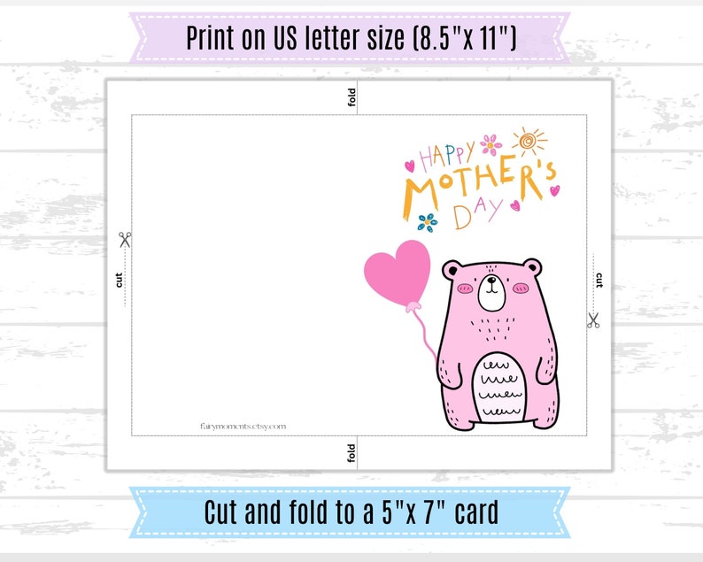 Printable Mother's Day Card Printable Card 5x7 PDF JPG Instant Download ...