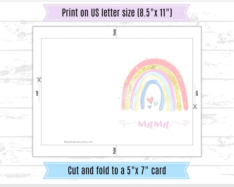 Printable Mother's Day Card Printable Card 5x7 PDF JPG Instant Download ...