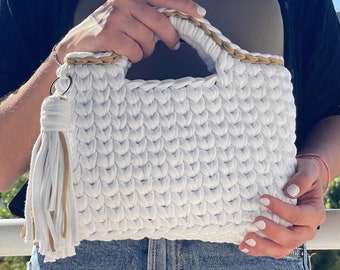 Patrón de bolso de crochet para hacer uno mismo, bolso de mujer hecho a mano, proyecto DIY, tutorial para principiantes en inglés