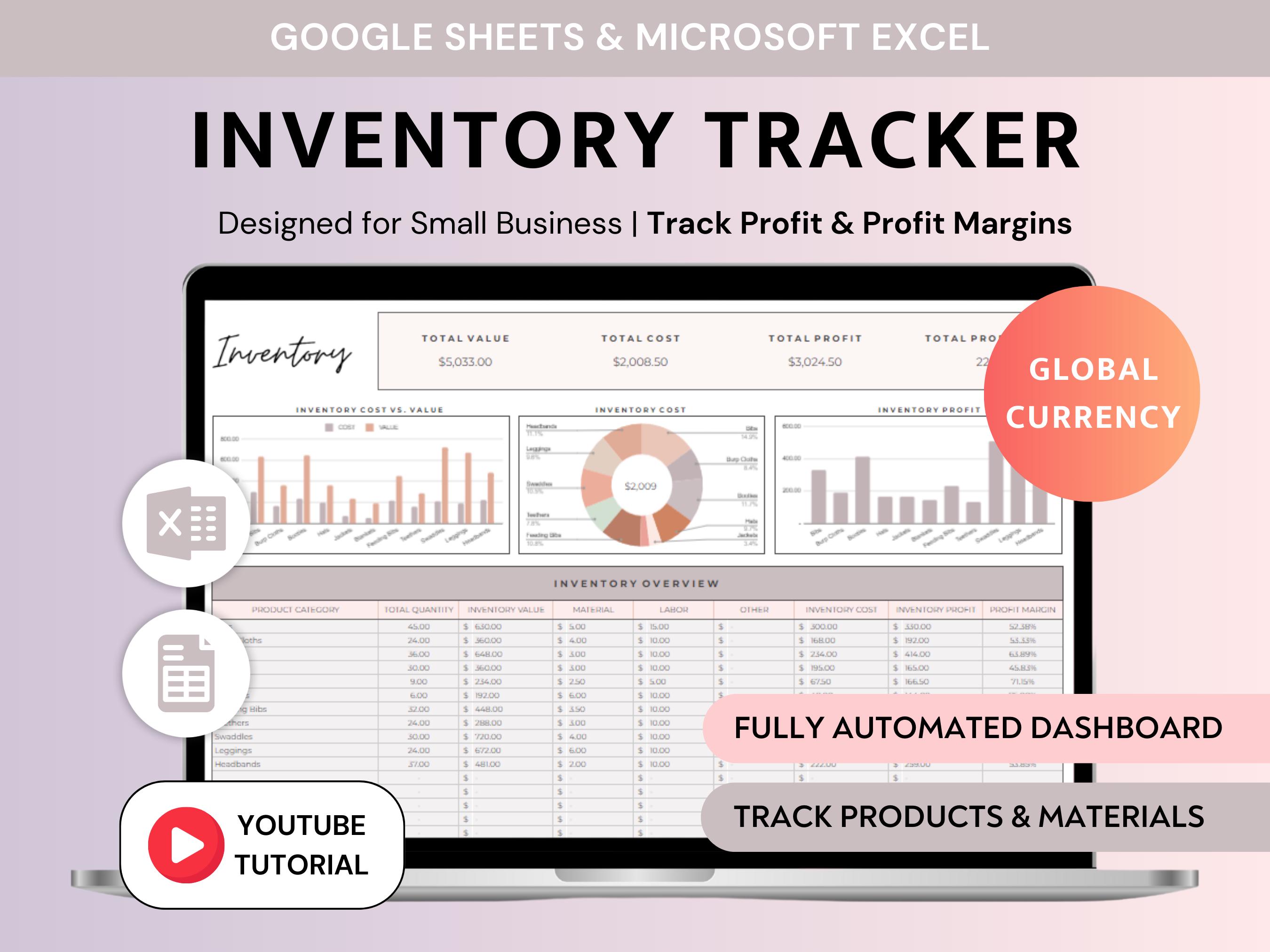 Excel Inventory Tracker Spreadsheet Google Sheets Small Business ...