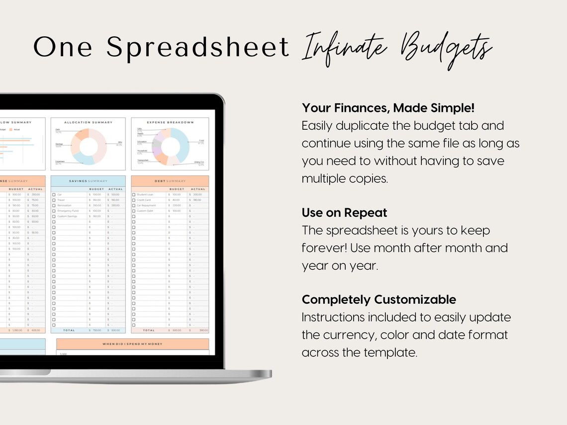 Excel Paycheck Budget Spreadsheet Google Sheets Bi-monthly Weekly ...