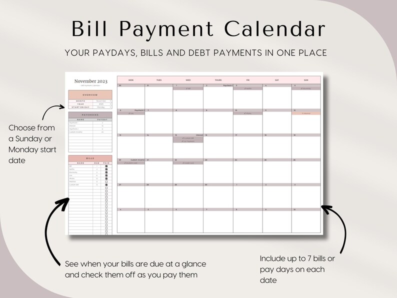 Paycheck Budget for Excel and Google Sheets Budget By Paycheck Spreadsheet Bill Tracker Simple Monthly Bi-weekly Weekly Budget Planner Template, automatically calculating budget template for excel google sheets, start on any month, easy to use