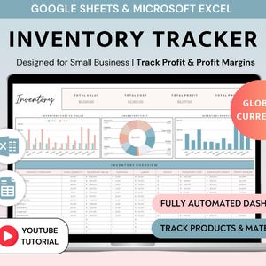 Small Business Inventory Tracker Spreadsheet Stock Management Worksheet Material and Product Log (Excel & Google Sheets) Digital Download