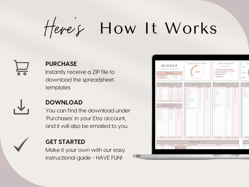 Paycheck Budget for Excel and Google Sheets Budget By Paycheck Spreadsheet Bill Tracker Simple Monthly Bi-weekly Weekly Budget Planner Template, automatically calculating budget template for excel google sheets, start on any month, easy to use