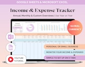 Income and Expense Tracker Spreadsheet Excel Expense Tracker Google Sheets Budget Personal Finance Planner Excel Bookkeeping Worksheet