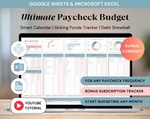 Ultimate Paycheck Budget Spreadsheet Template Excel Budget Planner Google Sheets Savings Tracker Debt Snowball Bi-Weekly Monthly Budget