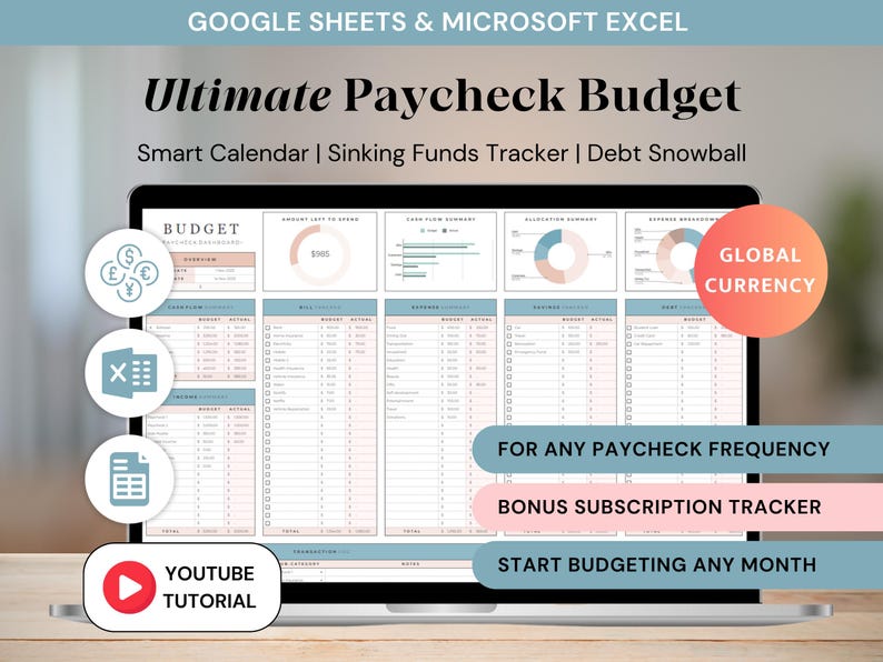 Ultimate Paycheck Budget Spreadsheet Template Excel Budget Planner ...