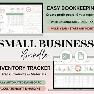 Spreadsheetbundel voor kleine bedrijven: Excel en Google Spreadsheets Eenvoudige boekhouding Winst- en verliesvoorraadtracker Voorraadbeheercalculator