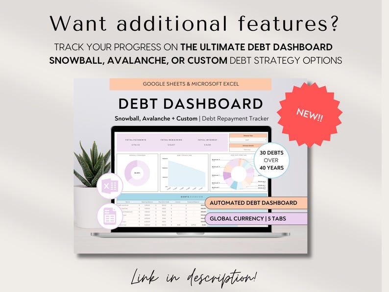 Debt Snowball Spreadsheet for Excel Debt Payoff Tracker Debt Snowball Calculator Excel Mortgage Payoff Tracker Debt Budget Debt Tracker, student loan pay off calculator, mortgage pay off calculator, credit card pay down calculator